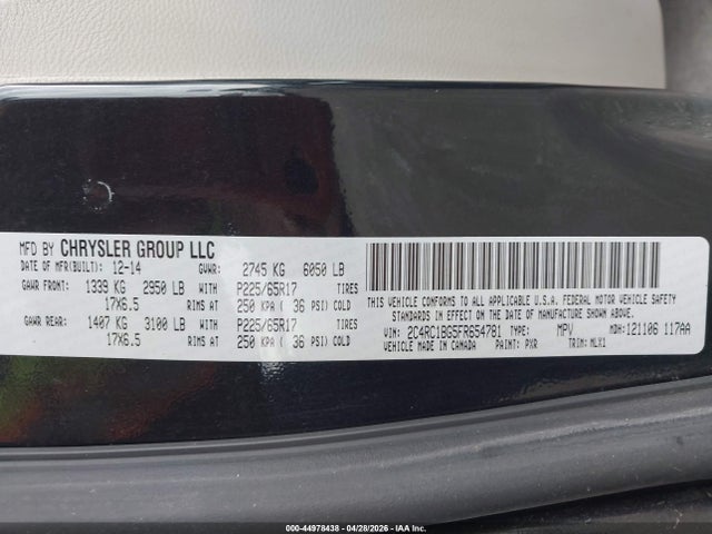 Aukcja sprzedaży 2015 Chrysler Town & Country Touring, vin: 2C4RC1BG5FR654781, numer aukcji: 44978438