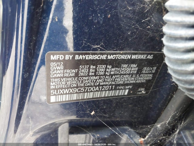 Auction sale of the 2013 Bmw X3 Xdrive28i, vin: 5UXWX9C57D0A12011, lot number: 44978443