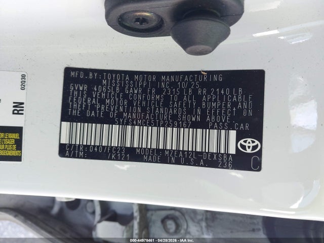 Aukcja sprzedaży 2026 Toyota Corolla Se, vin: 5YFS4MCE5TP259167, numer aukcji: 44978461