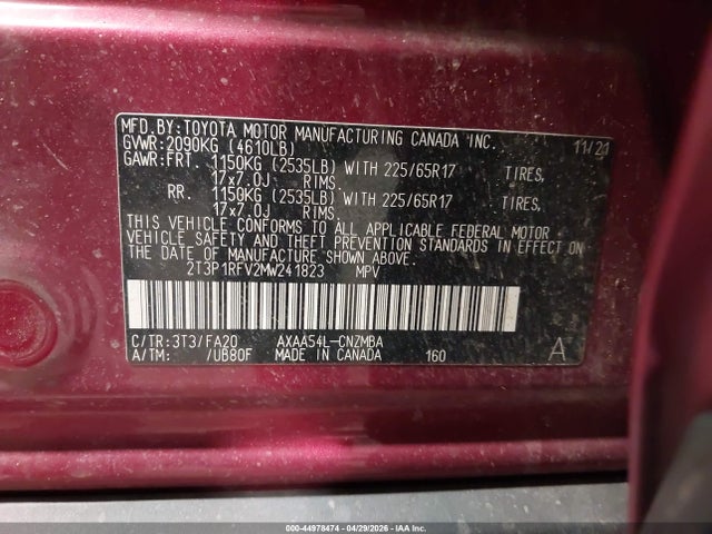 Toyota Rav4 Xle 2021 2T3P1RFV2MW241823 Image 9