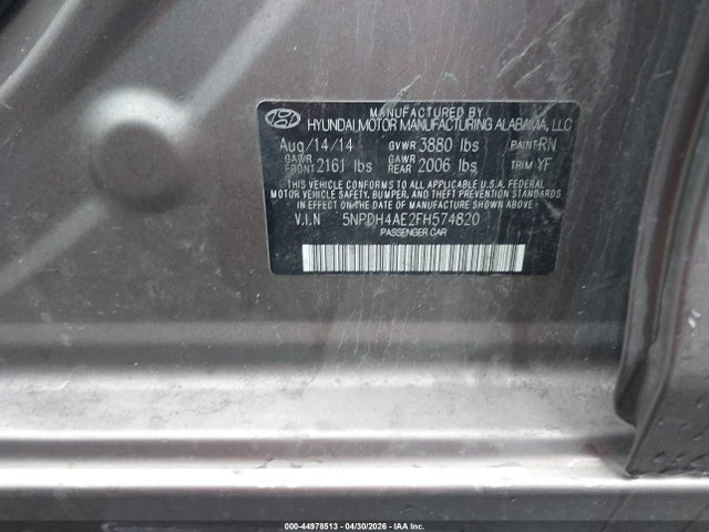 Aukcja sprzedaży 2015 Hyundai Elantra Se, vin: 5NPDH4AE2FH574820, numer aukcji: 44978513