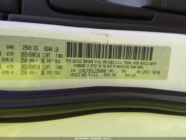 1C4RJFBG5JC264848 Jeep Grand Cherokee Limited 4x4