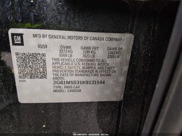 44978579 :رقم المزاد ، 2G61M5S31K9131544 vin ، 2019 Cadillac Xts Luxury مزاد بيع