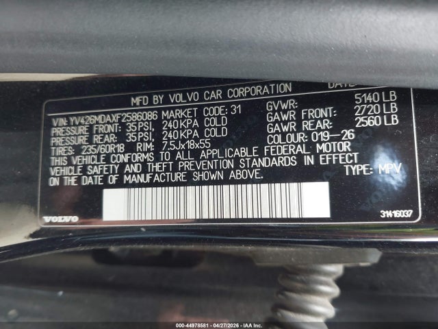 Volvo Xc60 T5 2015 YV426MDAXF2586086 Image 9