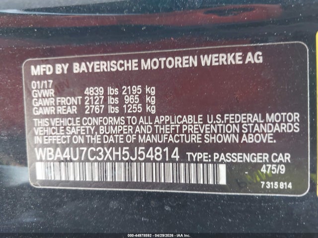 Продаж на аукціоні авто 2017 Bmw 430i, vin: WBA4U7C3XH5J54814, номер лоту: 44978592