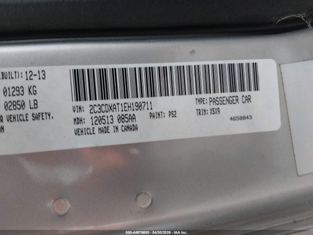 44978600 :رقم المزاد ، 2C3CDXAT1EH190711 vin ، 2014 Dodge Charger Police مزاد بيع