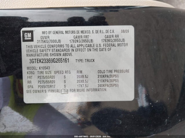 Продажа на аукционе авто 2009 Gmc Sierra 1500 Sle, vin: 3GTEK23369G265161, номер лота: 44978603