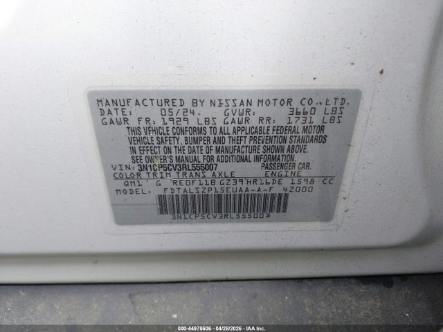Aukcja sprzedaży 2024 Nissan Kicks Sv Xtronic Cvt, vin: 3N1CP5CV3RL555007, numer aukcji: 44978606