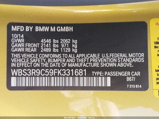 BMW M4 2015 WBS3R9C59FK331681 Image 9