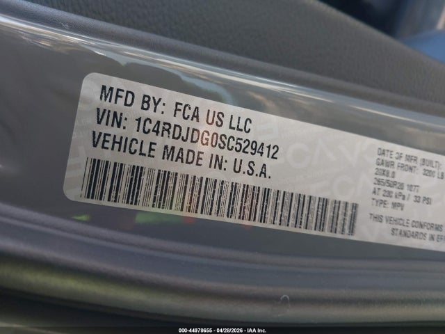 44978655 :رقم المزاد ، 1C4RDJDG0SC529412 vin ، 2025 Dodge Durango Gt Awd مزاد بيع