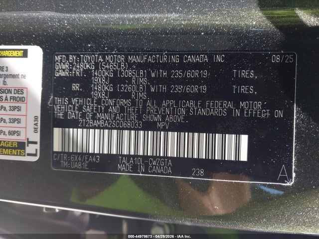 Продаж на аукціоні авто 2025 Lexus Rx 350, vin: 2T2BAMBA2SC068033, номер лоту: 44978673