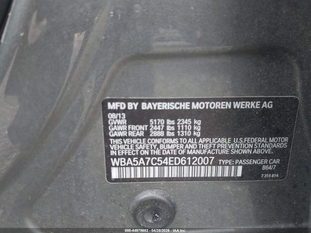 Aukcja sprzedaży 2014 Bmw 528i Xdrive, vin: WBA5A7C54ED612007, numer aukcji: 44978682