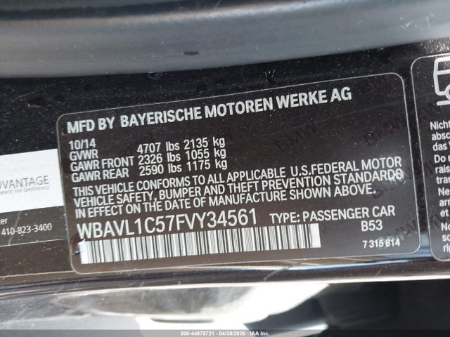 Продажа на аукционе авто 2015 Bmw X1 Xdrive28i, vin: WBAVL1C57FVY34561, номер лота: 44978721