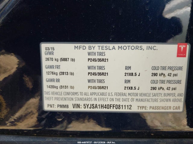 Tesla Model S 85d/p85d 2015 5YJSA1H40FF081112 Image 9
