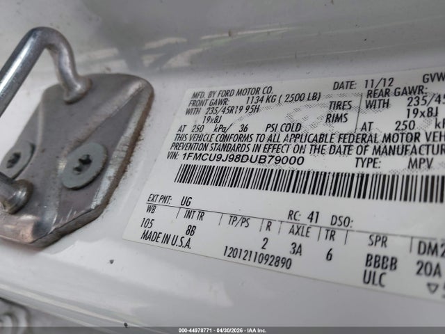 Aukcja sprzedaży 2013 Ford Escape Titanium, vin: 1FMCU9J98DUB79000, numer aukcji: 44978771
