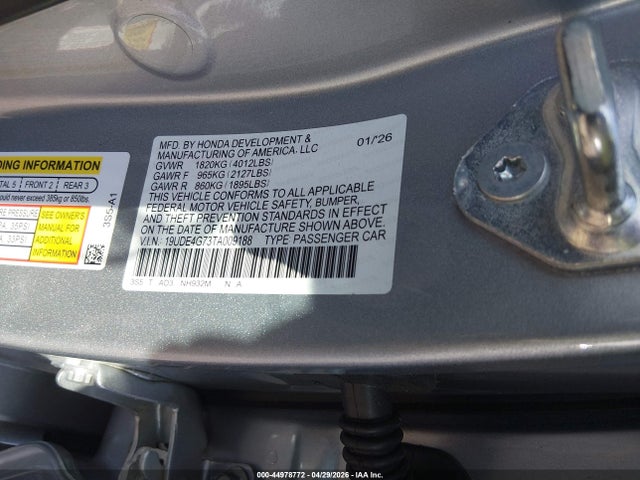 2026 Acura Integra Fwd A-spec With Technology მანქანა იყიდება აუქციონზე, vin: 19UDE4G73TA009188, აუქციონის ნომერი: 44978772