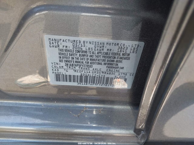 3N1AB7AP9FY278593 Nissan SENTRA S