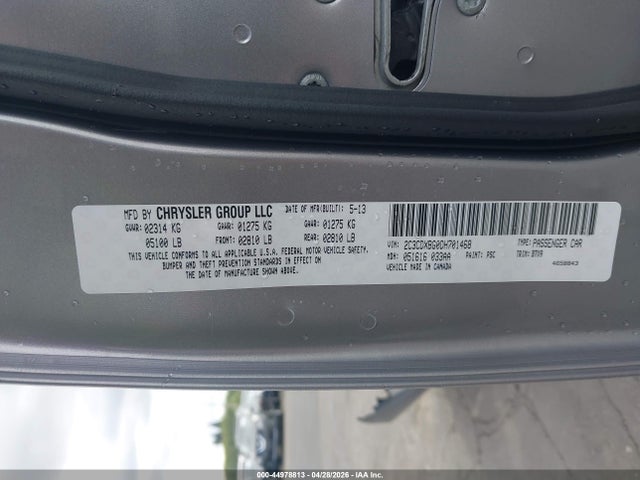 44978813 :رقم المزاد ، 2C3CDXBG0DH701468 vin ، 2013 Dodge Charger Se مزاد بيع