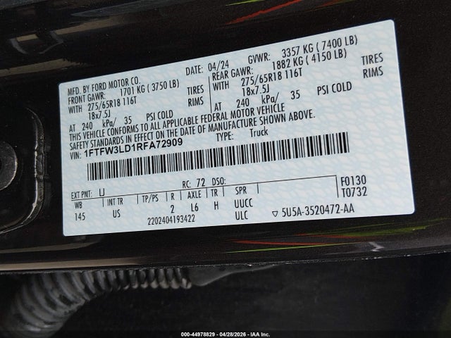 Ford F-150 Xlt 2024 1FTFW3LD1RFA72909 Image 9