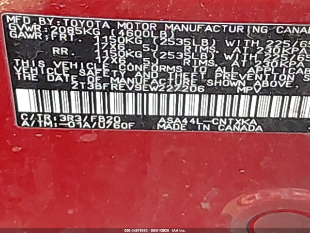 Aukcja sprzedaży 2014 Toyota Rav4 Le, vin: 2T3BFREV9EW227206, numer aukcji: 44978893