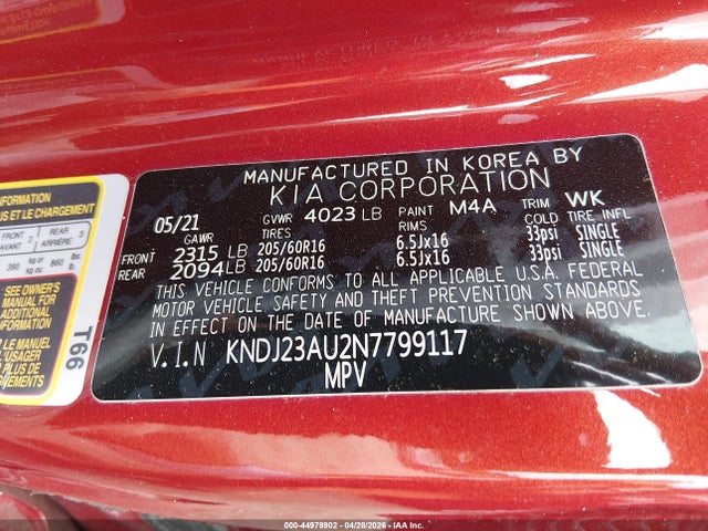 KNDJ23AU2N7799117 KIA SOUL LX