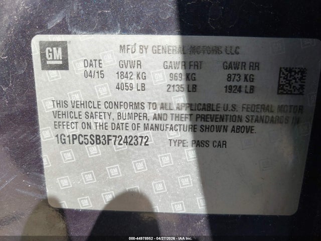 Chevrolet Cruze 1lt Auto 2015 1G1PC5SB3F7242372 Image 9