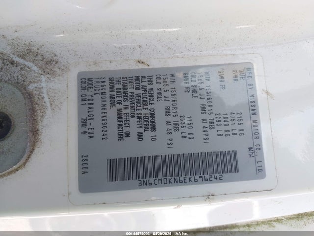 3N6CM0KN6EK696242 Nissan NV200 SV