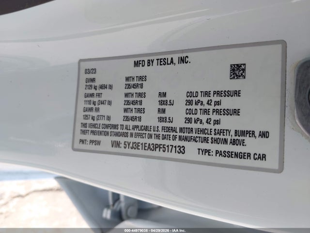 Tesla Model 3 Rear-wheel Drive 2023 5YJ3E1EA3PF517133 Image 9