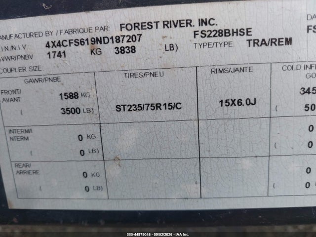 Forest River Other 2022 4X4CFS619ND187207 Image 9