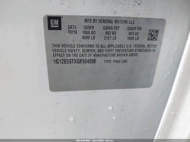 1G1ZE5STXGF304398 Chevrolet MALIBU 1LT