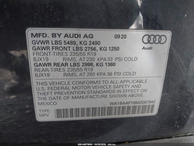 Aukcja sprzedaży 2021 Audi Q5 Premium Plus 45 Tfsi Quattro S Tronic, vin: WA1BAAFY8M2007842, numer aukcji: 44979084