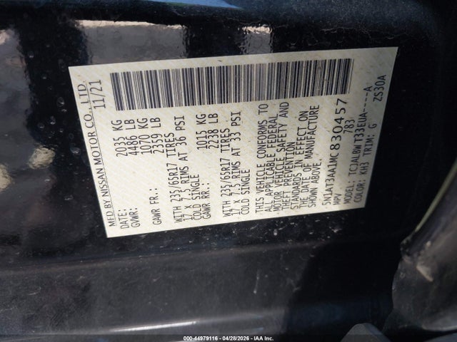 5N1AT3AA1MC830457 Nissan Rogue S Fwd
