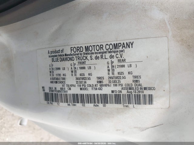 Aukcja sprzedaży 2011 Ford F-750 Xl/xlt, vin: 3FRNF7FE6BV373041, numer aukcji: 44979164