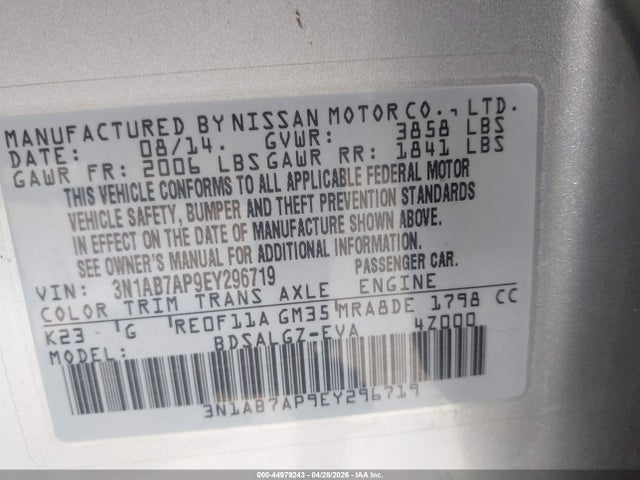 Nissan SENTRA SL 2014 3N1AB7AP9EY296719 Image 9