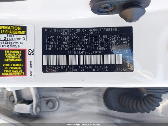 Toyota CAMRY SE 2023 4T1G11AK9PU840102 Image 9