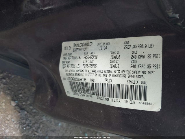 Продаж на аукціоні авто 2005 Dodge Dakota Slt, vin: 1D7HE48NX5S138190, номер лоту: 44979264
