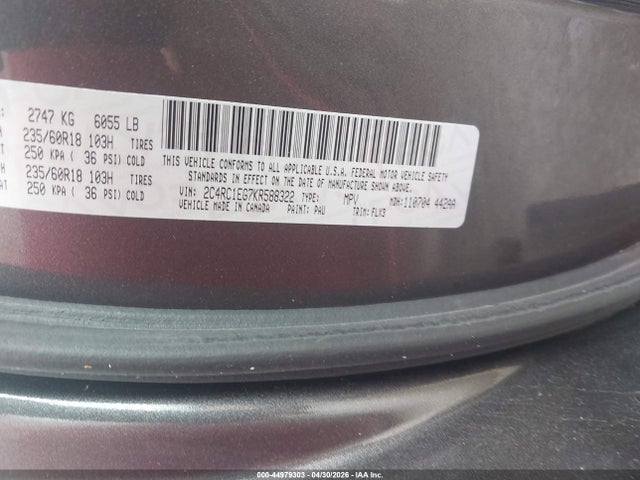 Продаж на аукціоні авто 2019 Chrysler Pacifica Touring L Plus, vin: 2C4RC1EG7KR588322, номер лоту: 44979303