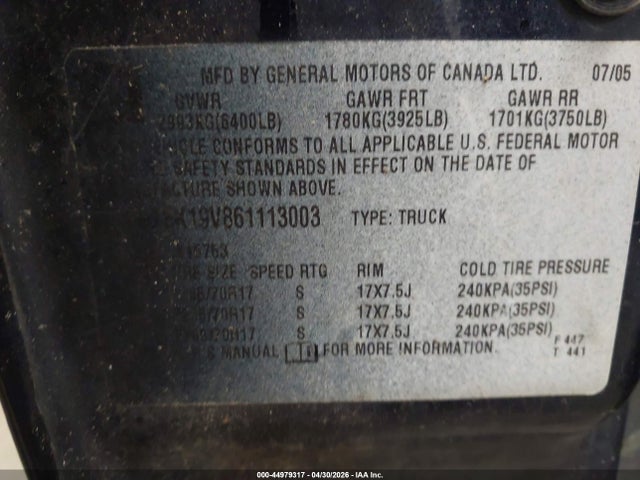 44979317 :رقم المزاد ، 2GTEK19V861113003 vin ، 2006 Gmc Sierra 1500 Work Truck مزاد بيع