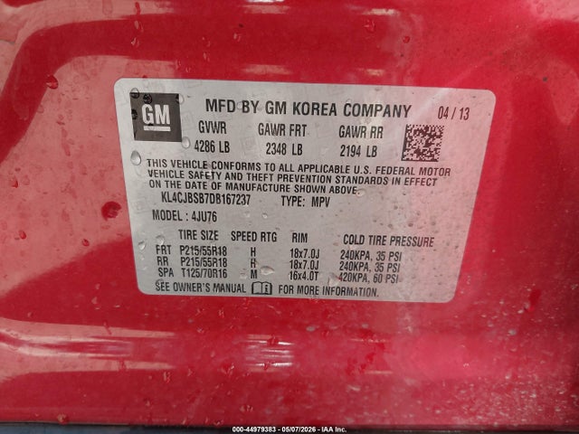 Aukcja sprzedaży 2013 Buick Encore Convenience, vin: KL4CJBSB7DB167237, numer aukcji: 44979383