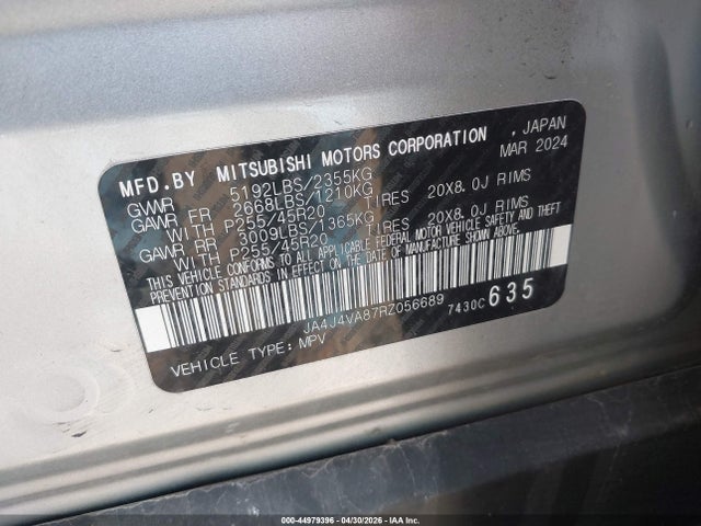 Aukcja sprzedaży 2024 Mitsubishi Outlander Se 2.5 S-awc, vin: JA4J4VA87RZ056689, numer aukcji: 44979396