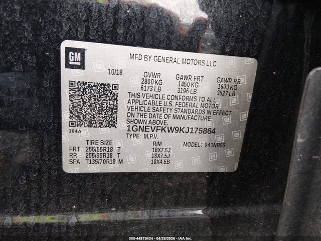 Продажа на аукционе авто 2019 Chevrolet Traverse Ls, vin: 1GNEVFKW9KJ175864, номер лота: 44979404