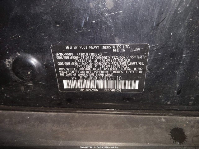 44979411 :رقم المزاد ، JF2SH6DC4AH753110 vin ، 2010 Subaru Forester 2.5x Limited مزاد بيع