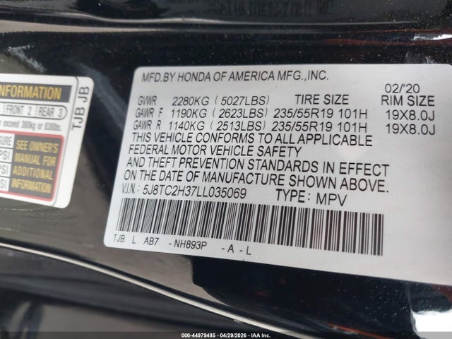 Продаж на аукціоні авто 2020 Acura Rdx Standard, vin: 5J8TC2H37LL035069, номер лоту: 44979485