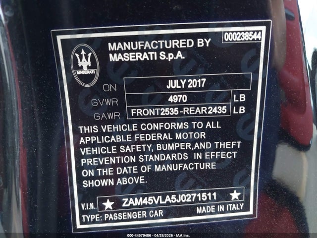 ZAM45VLA5J0271511 Maserati Granturismo Mc/sport