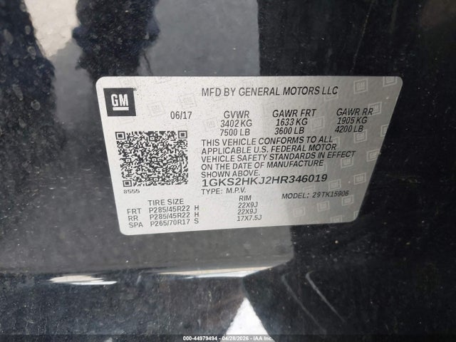 Продаж на аукціоні авто 2017 Gmc Yukon Xl Denali, vin: 1GKS2HKJ2HR346019, номер лоту: 44979494