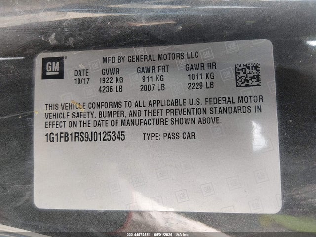 1G1FB1RS9J0125345 Chevrolet Camaro 1lt
