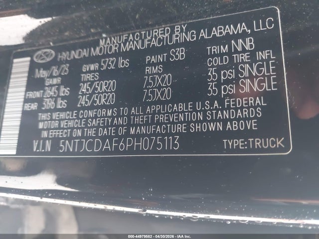 Продаж на аукціоні авто 2023 Hyundai Santa Cruz Night, vin: 5NTJCDAF6PH075113, номер лоту: 44979582