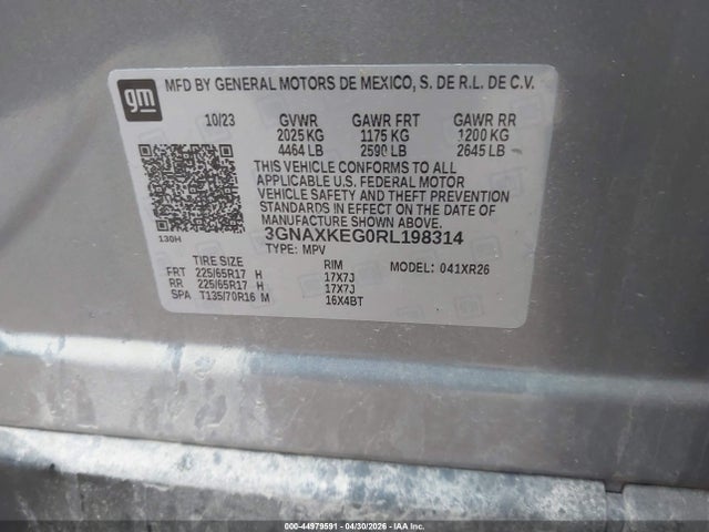 Продаж на аукціоні авто 2024 Chevrolet Equinox Fwd Lt, vin: 3GNAXKEG0RL198314, номер лоту: 44979591