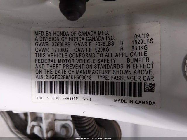 2HGFC2F85KH603018 Honda Civic Sport