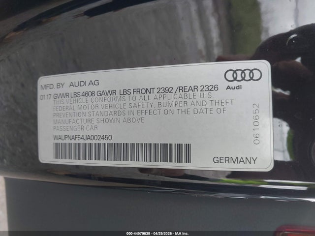 Aukcja sprzedaży 2018 Audi A5 2.0t Premium, vin: WAUPNAF54JA002450, numer aukcji: 44979638